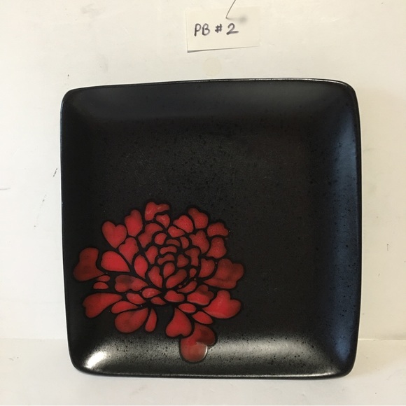 Gibson elite Zinnia Bloom square plate 7.75” 1 Zinnia flower brown rust - Picture 9 of 15